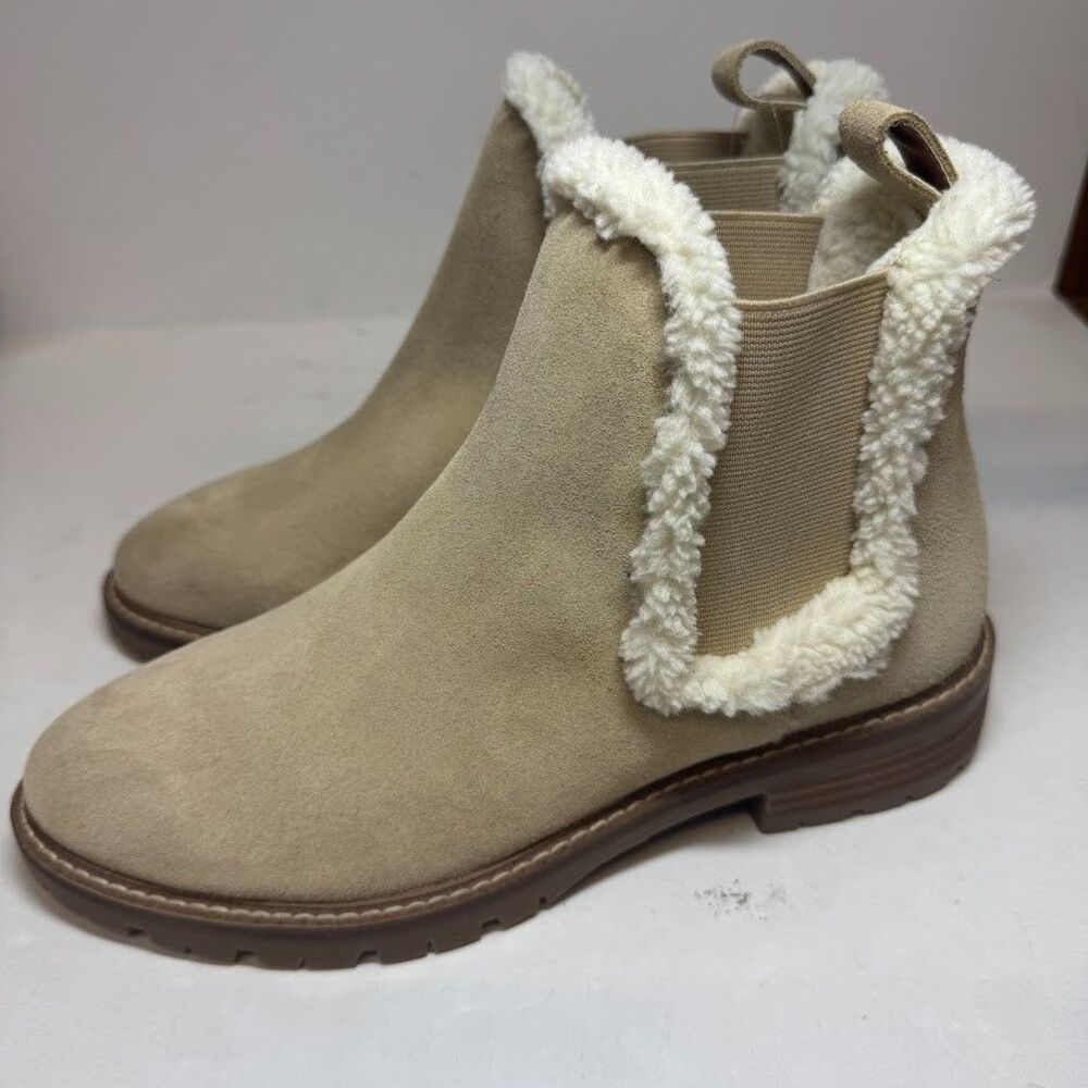 Steve Madden Womens 8.5 Tan Suede Lined Pull On Ankle Booties DISPLAY XT4